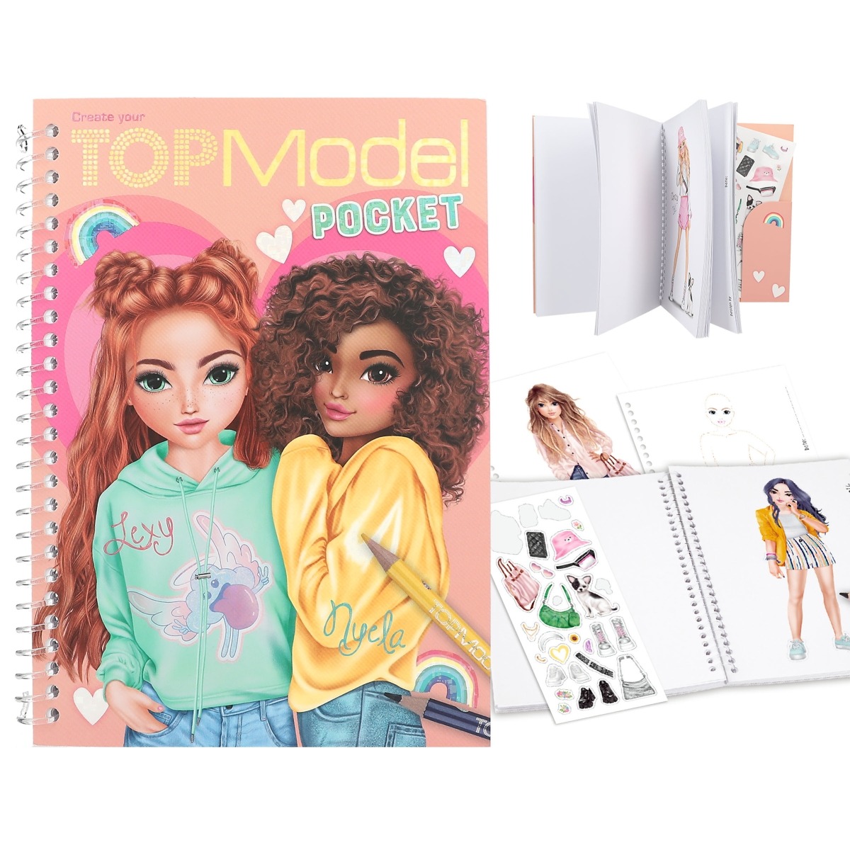TOPModel - Malbuch Pocket mit Glitzer Cover und Stickern