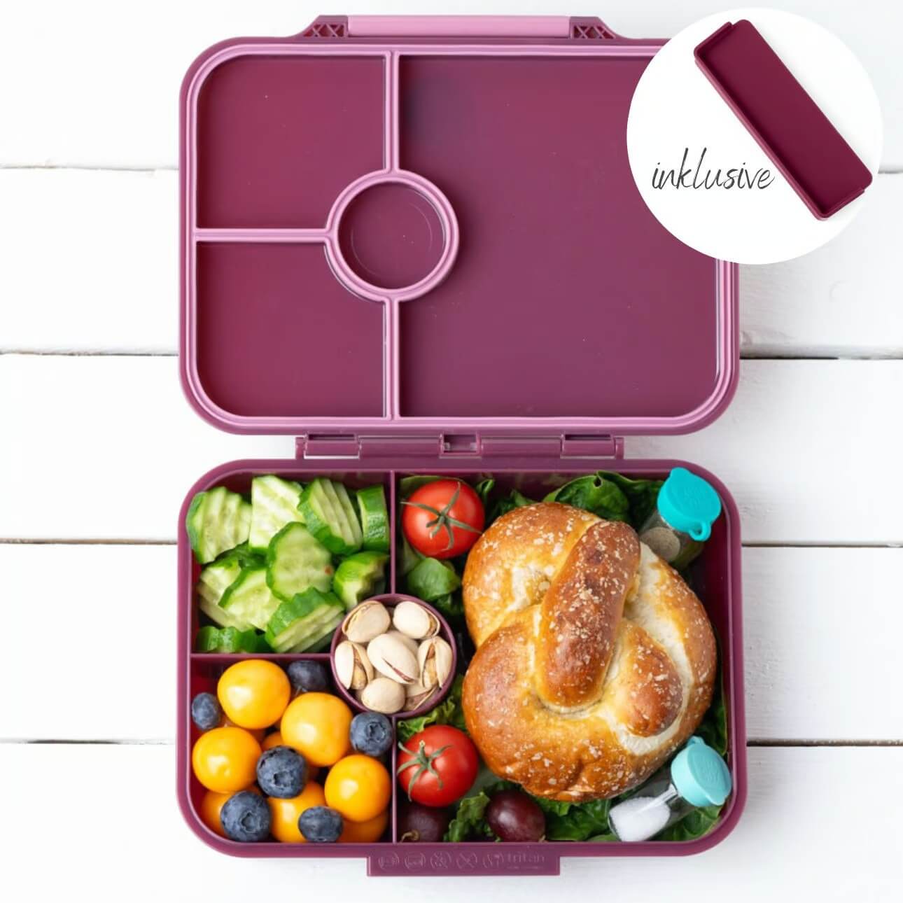 LEKKABOX - Classic Lunchbox Plum mit 4 Fächern