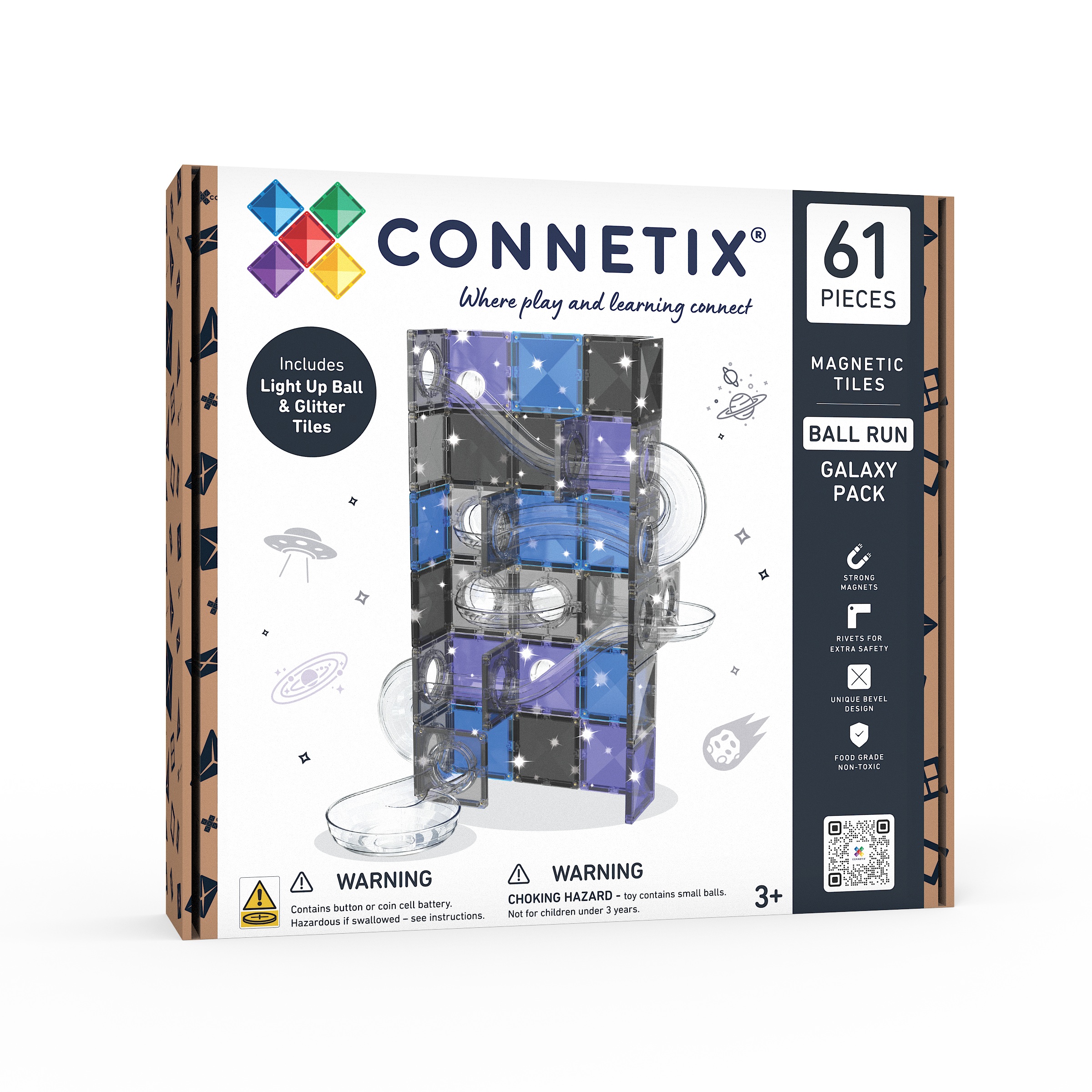 connetix - Magnetbausteine Ball Run Galaxy Pack 61-tlg.