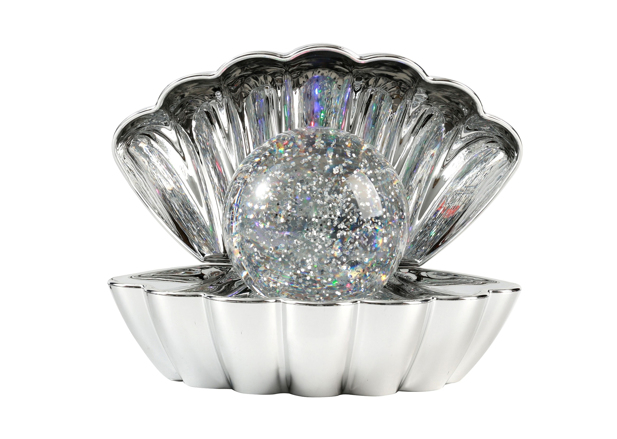 itotal - Muschellampe mit Glitzer silber
