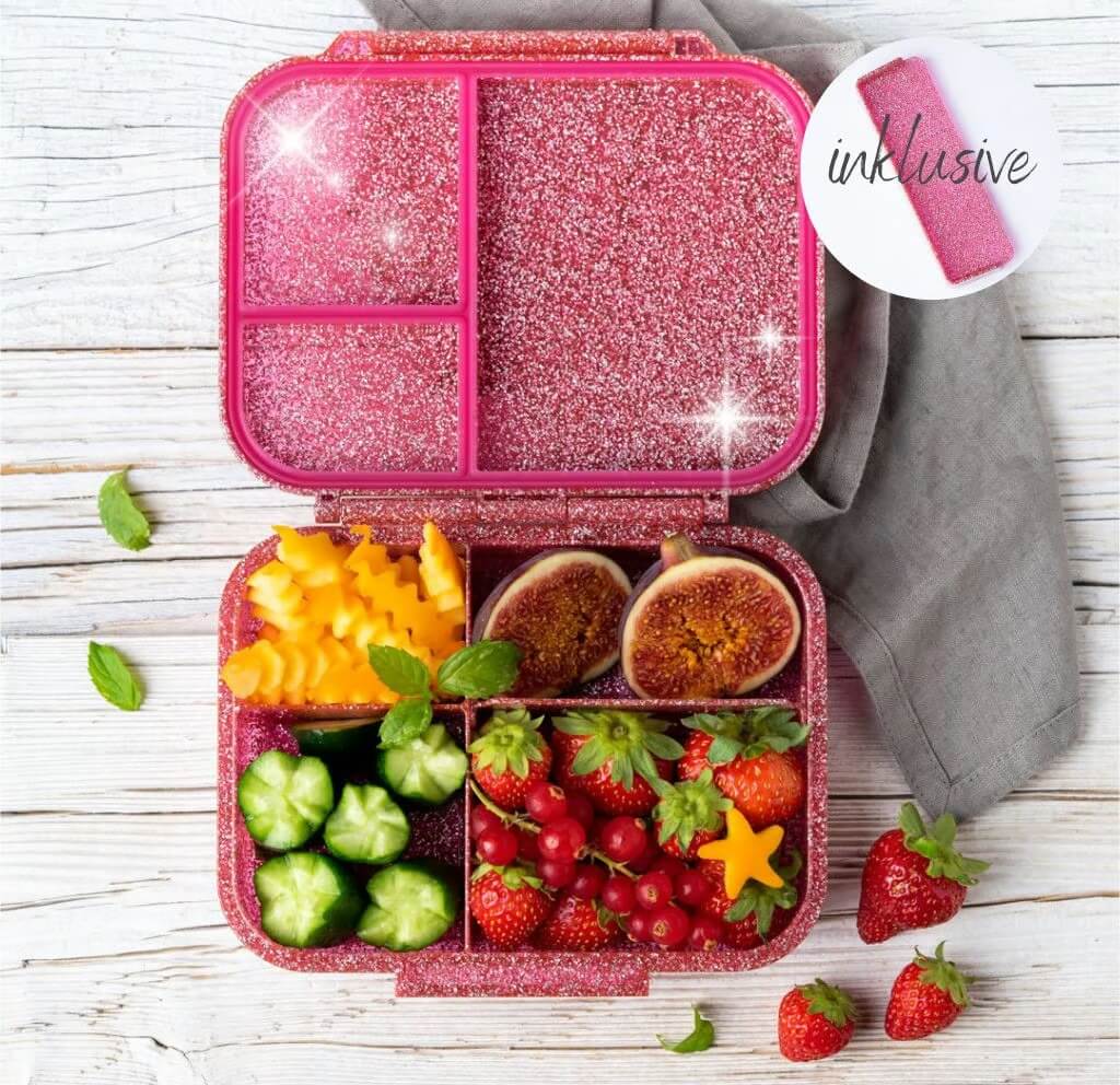 LEKKABOX - Mini-Glamour Lunchbox Pink mit 3 Fächern