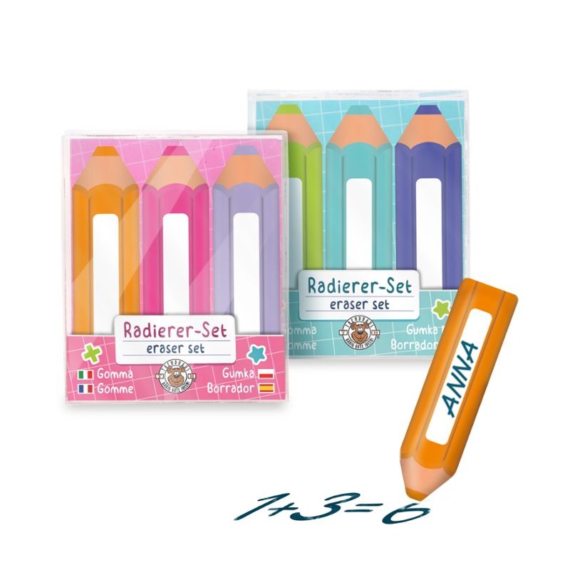 Trendhaus - ABC Radierer-Stifte 3er-Set