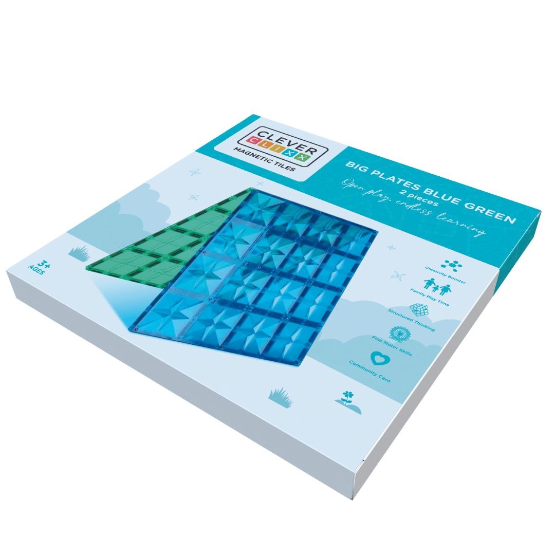 CleverClixx - Magnetbausteine Big Plates Blue Green