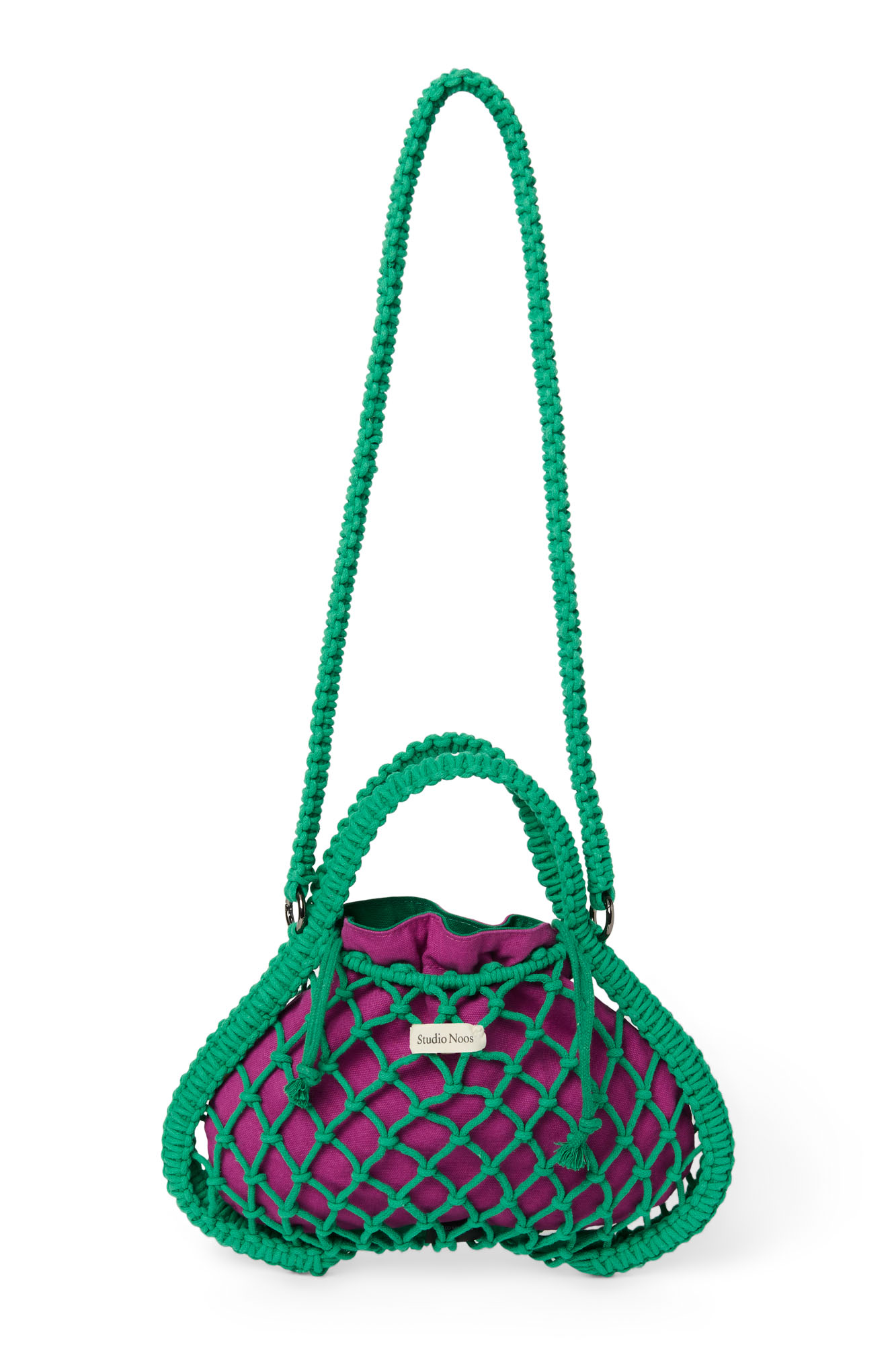 Studio Noos - Tasche Mini Macrame Grün mit Inlay Lila-Grün