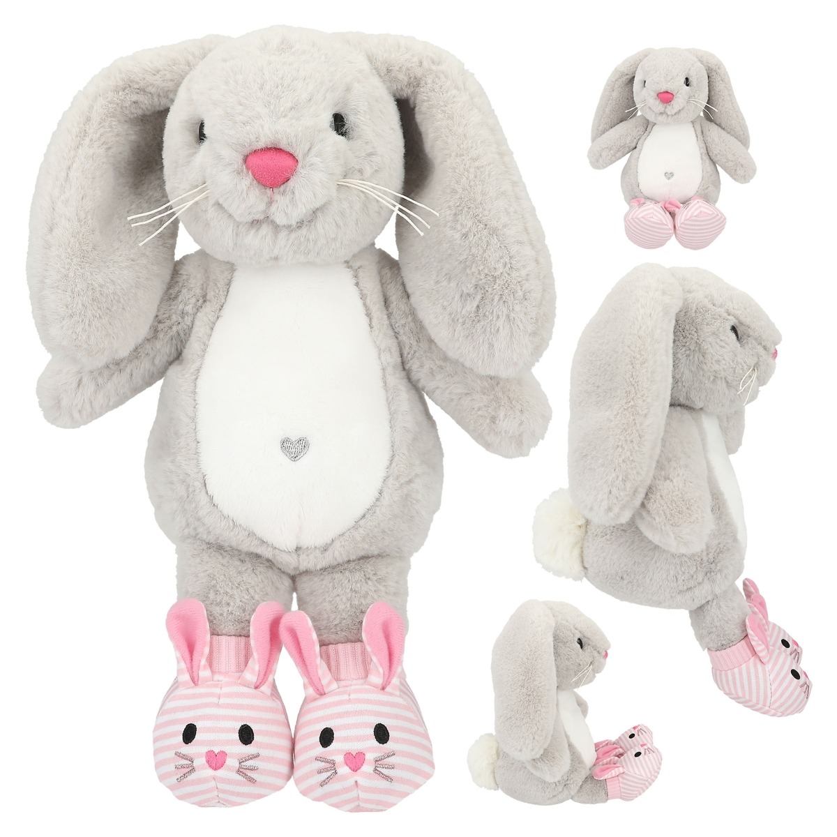 Princess Mimi - Kuscheltier Hase Grau mit Schühchen