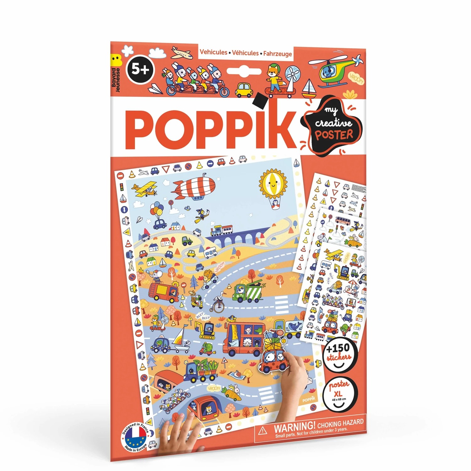 Poppik - Stickerposter Fahrzeuge mit 48 wieder ablösbaren Stickern