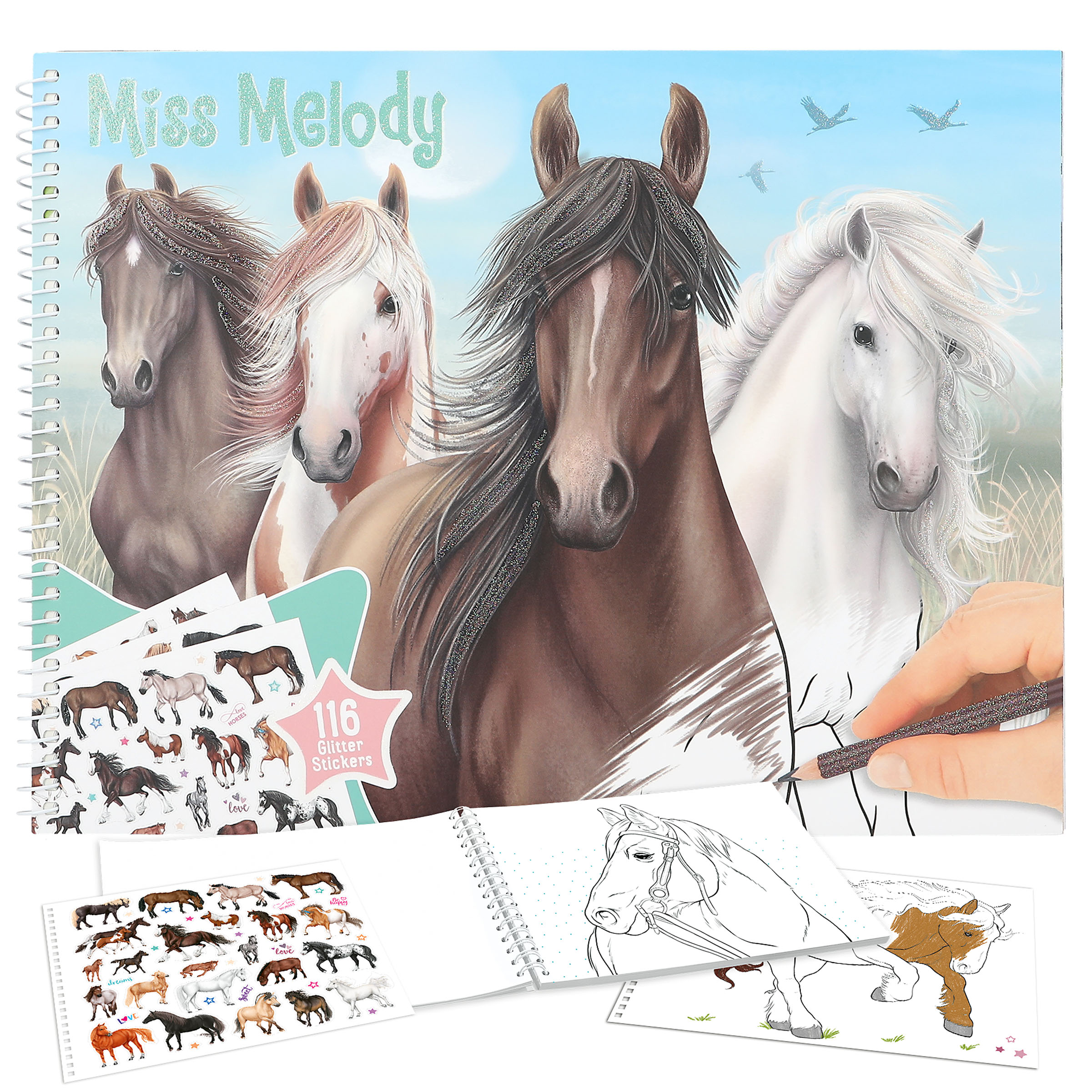 Miss Melody - Pferde Malbuch mit 44 Ausmalbildern und Stickern