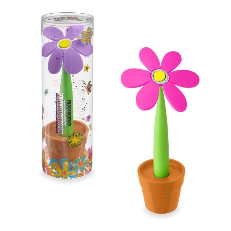 Trendhaus - GOOD FEELINGS Kugelschreiberblume mit Blumentopfaussteller