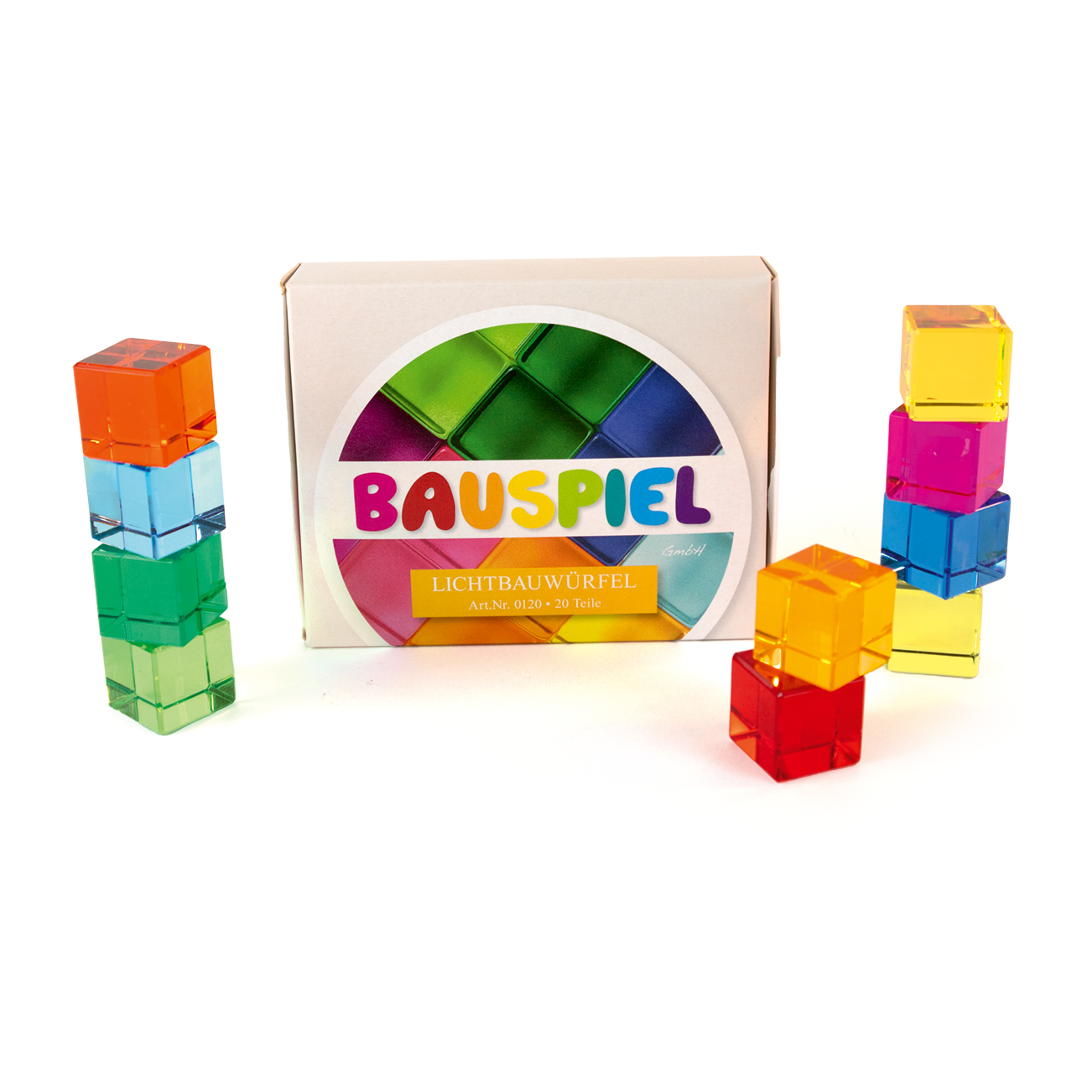 Bauspiel - Lichtbauwürfel 20 Stück in 10 Farben