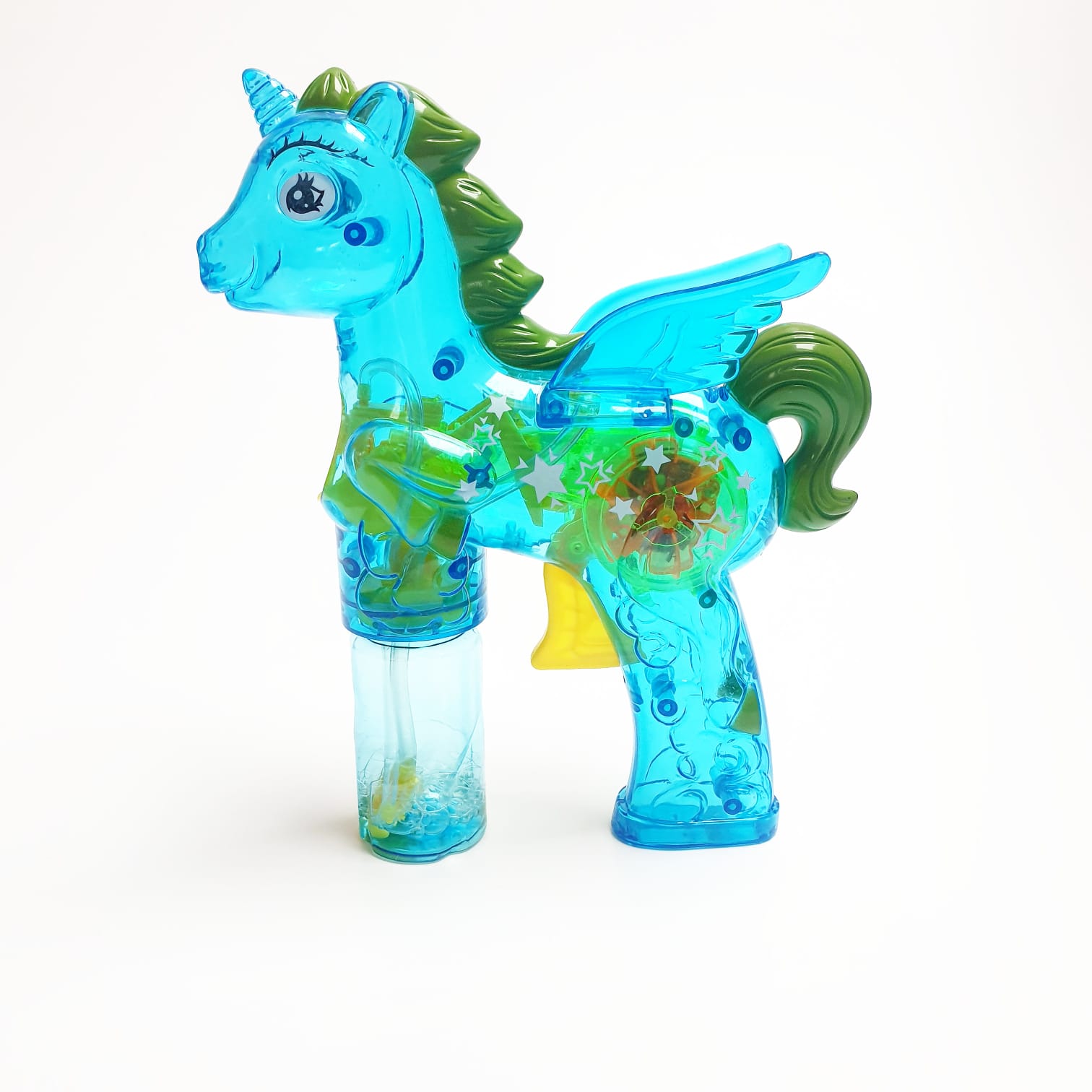 Fun Trading - Seifenblasenpistole "Einhorn" blau mit LED Licht