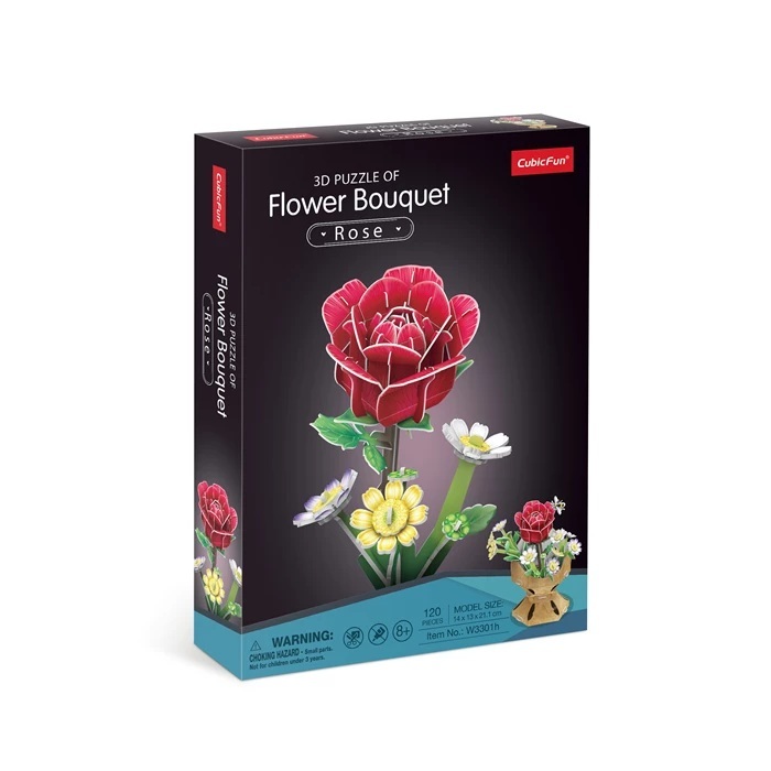 CubicFun - 3D Puzzle Blumentopf Rose 120 Teile