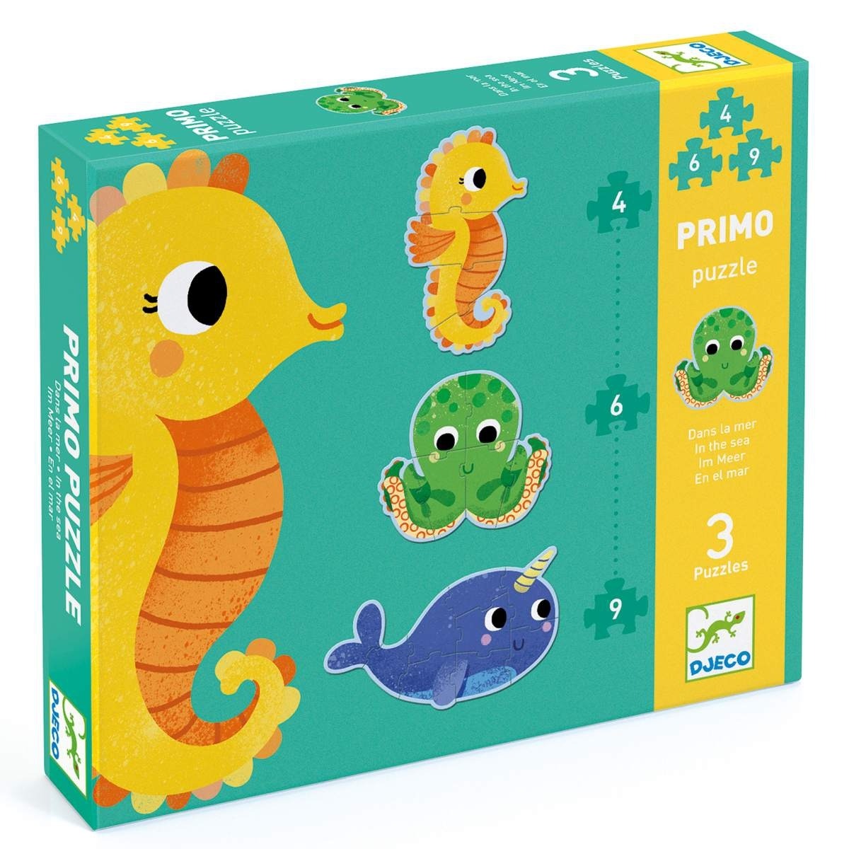 Djeco - Puzzle: Im Meer - 4, 6, 9 Teile
