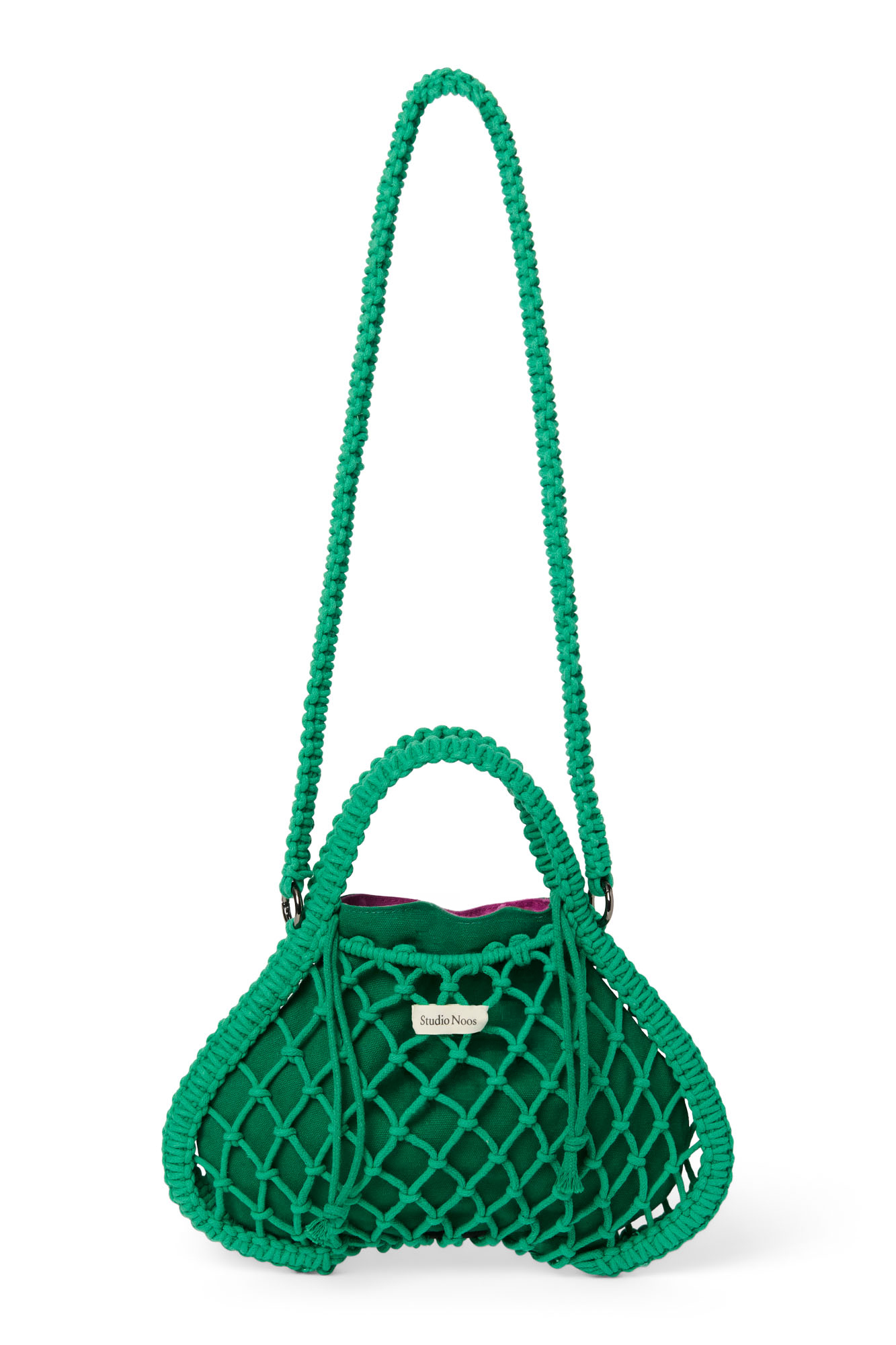 Studio Noos - Tasche Mini Macrame Grün mit Inlay Lila-Grün