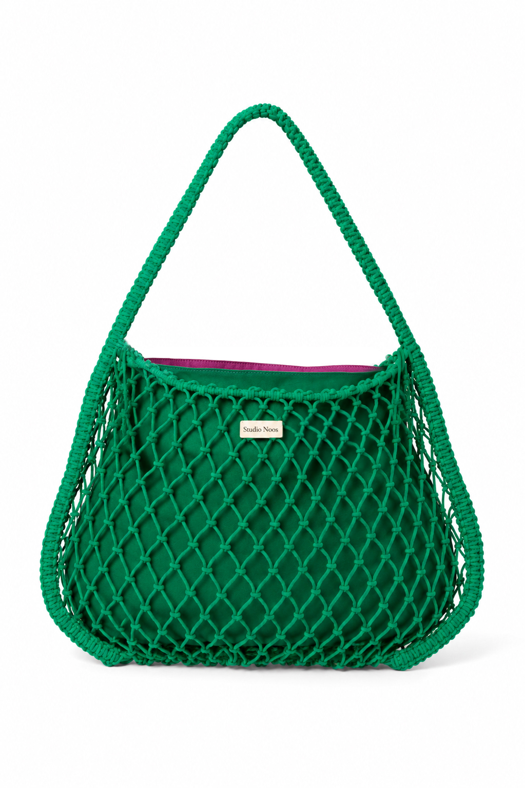 Studio Noos - Tasche Macrame Grün mit Inlay Lila-Grün
