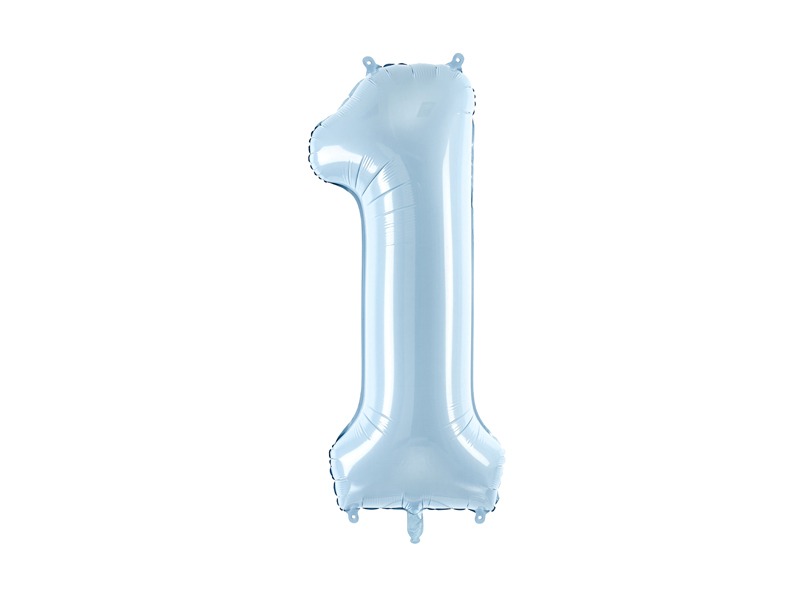 PartyDeco - Folienballon Zahl 1 hellblau 72 cm