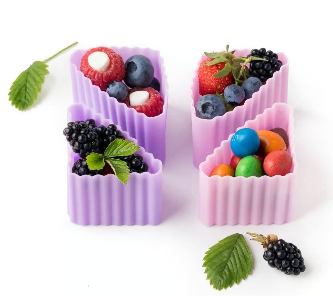 LEKKABOX - Bento Förmchen 4er Set Rosa/Flieder Triangle Cups