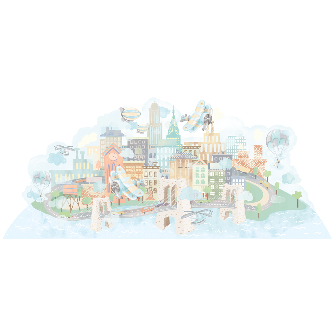 PASTELOWELOVE - Wandsticker "Big City Planes"