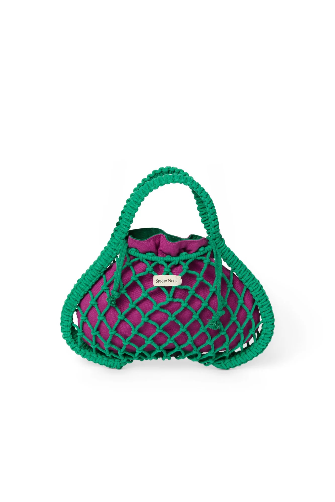 Studio Noos - Tasche Mini Macrame Grün mit Inlay Lila-Grün