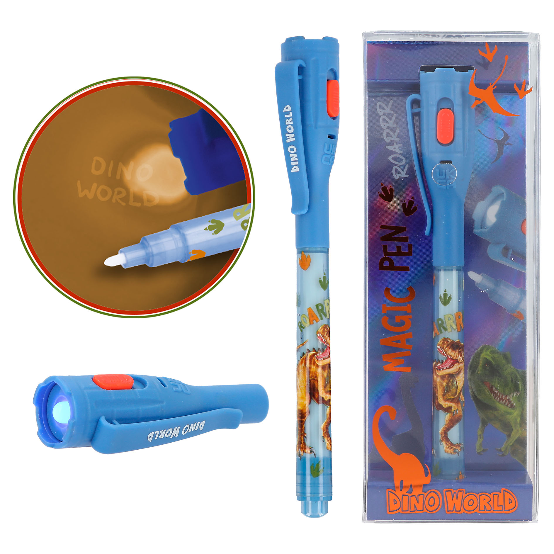 DINO WORLD - Geheimstift mit LED-Licht für geheime Botschaften
