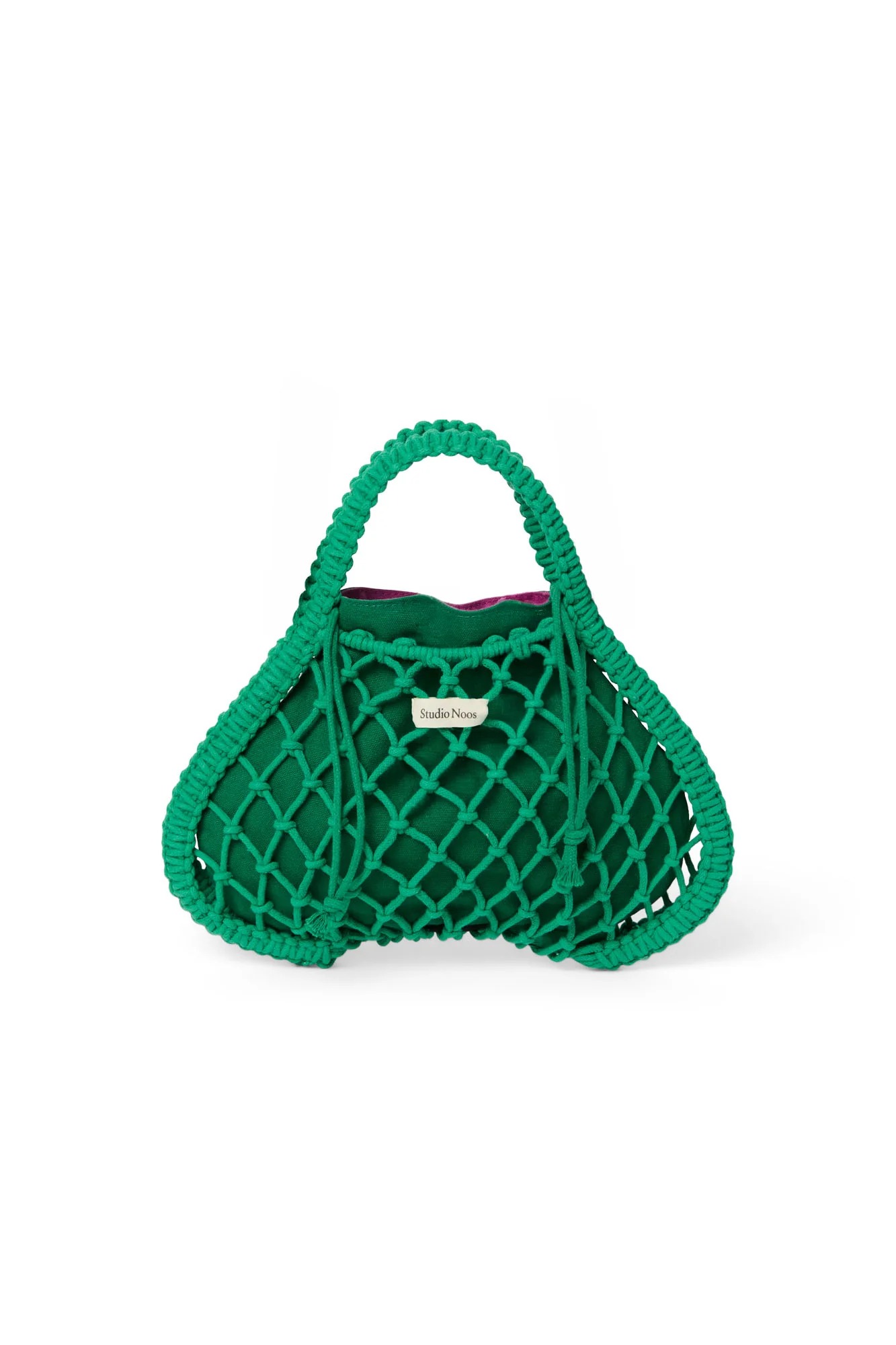 Studio Noos - Tasche Mini Macrame Grün mit Inlay Lila-Grün