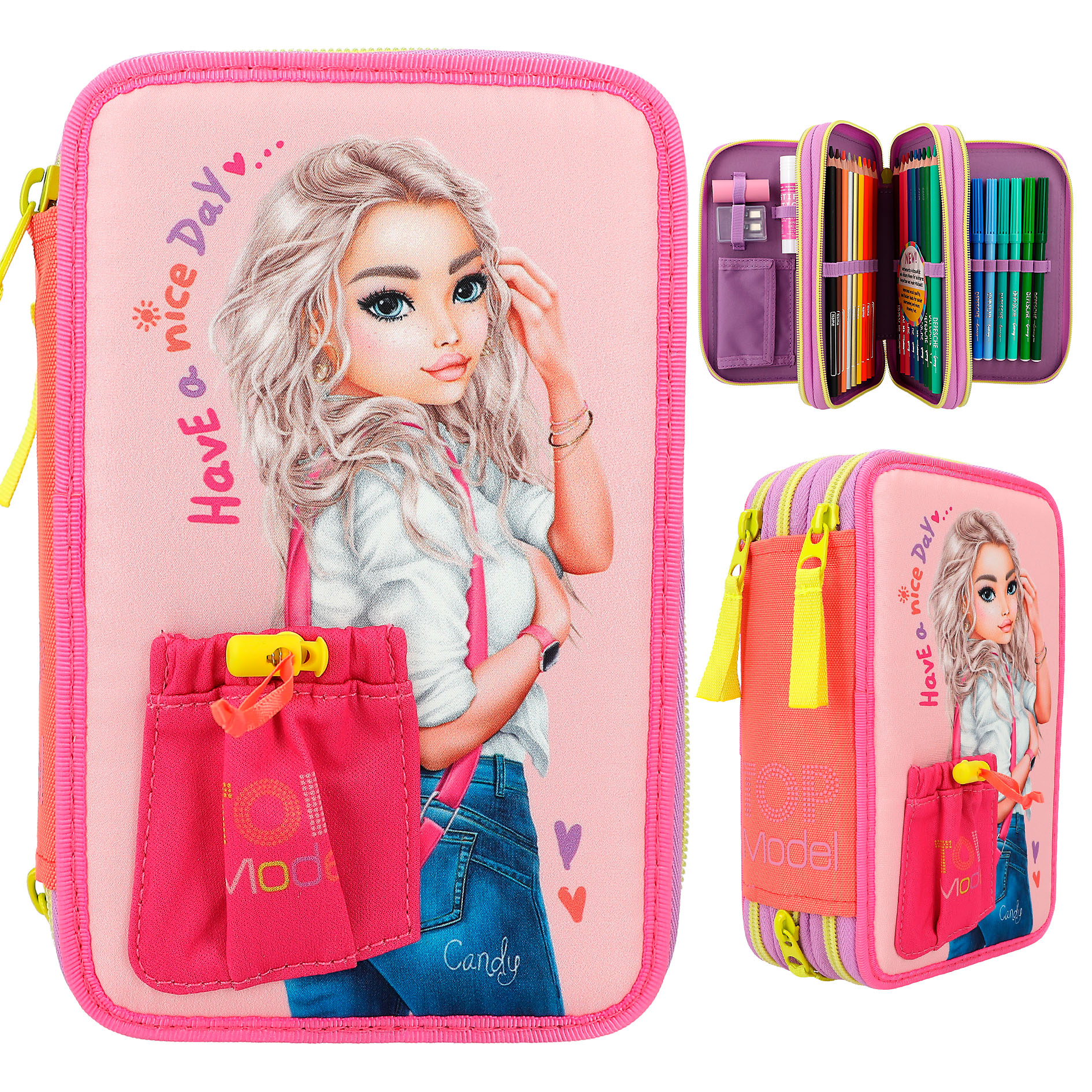 TOPModel - Federtasche 3-Fach mit Beuteltasche und 42 Stiften