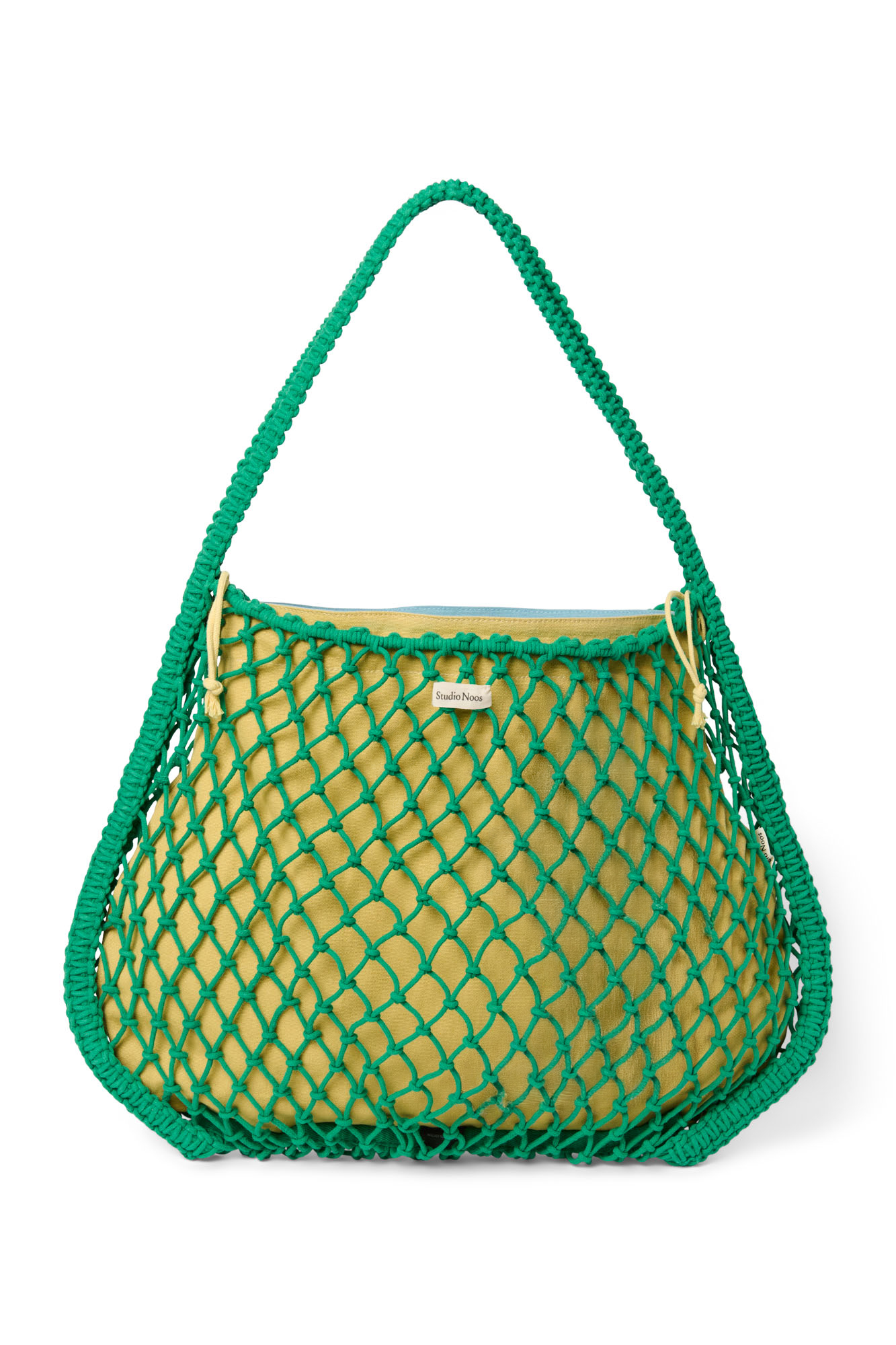 Studio Noos - Tasche Macrame Grün mit Inlay Blau-Gelb