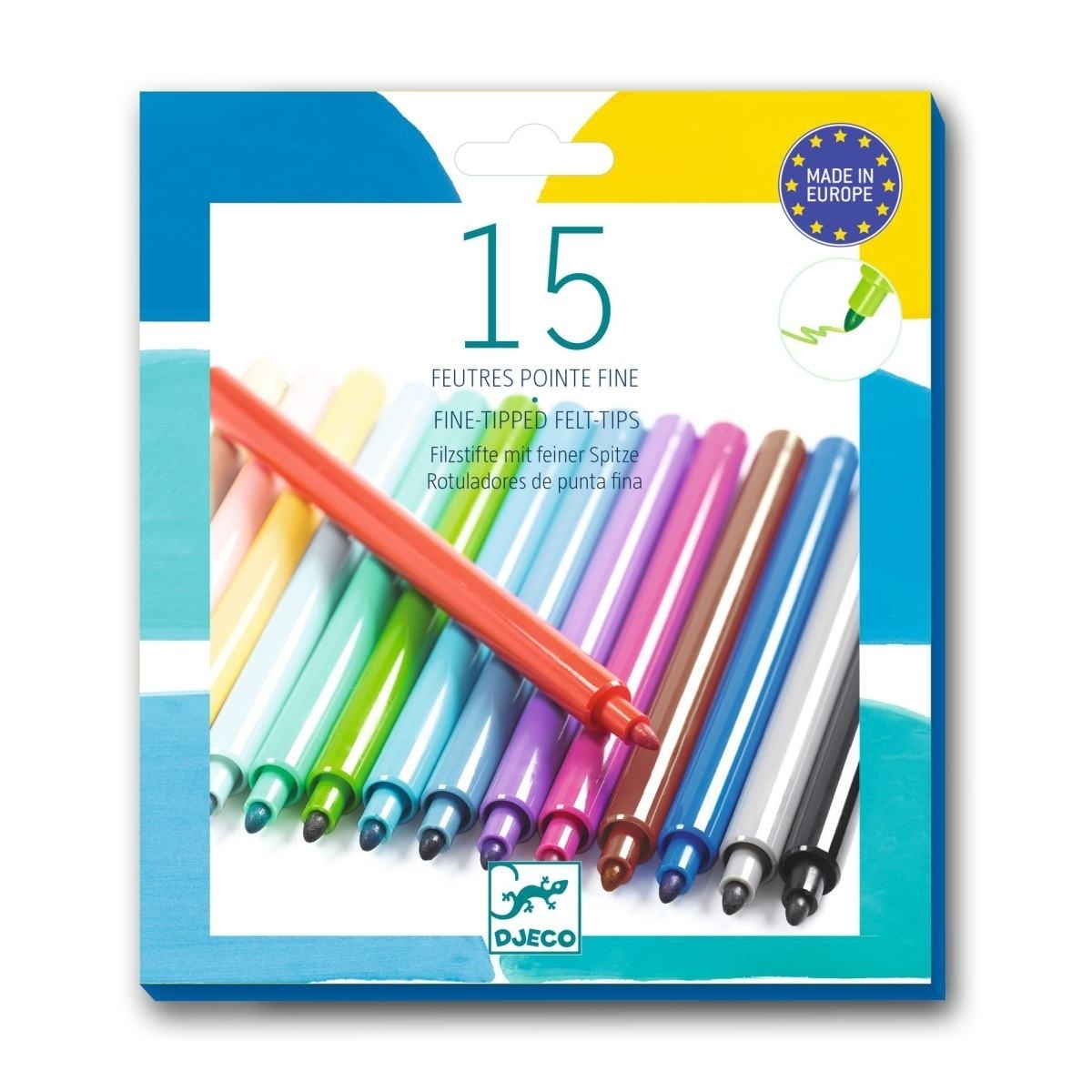 Djeco - Farben: 15 Filzstifte