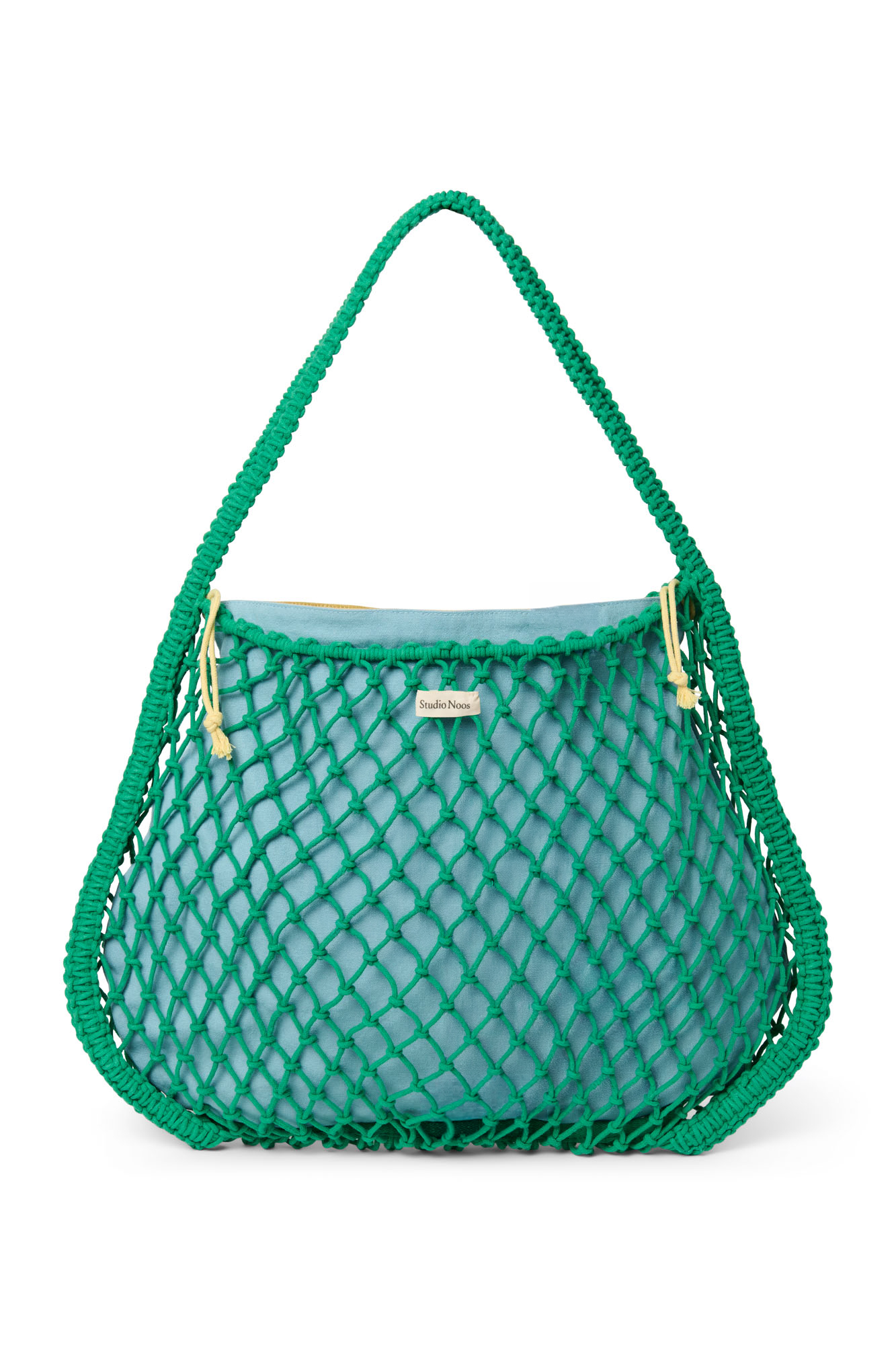 Studio Noos - Tasche Macrame Grün mit Inlay Blau-Gelb