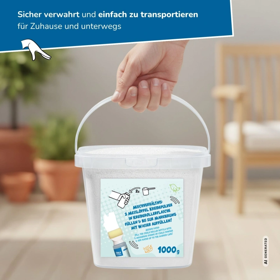 alldoro - Kreidepulver im Eimer 1kg weiß