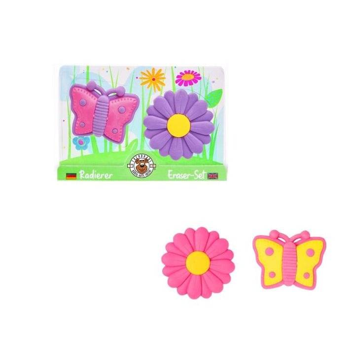 Trendhaus - GOOD FEELINGS Radierer-Set Blume & Schmetterling
