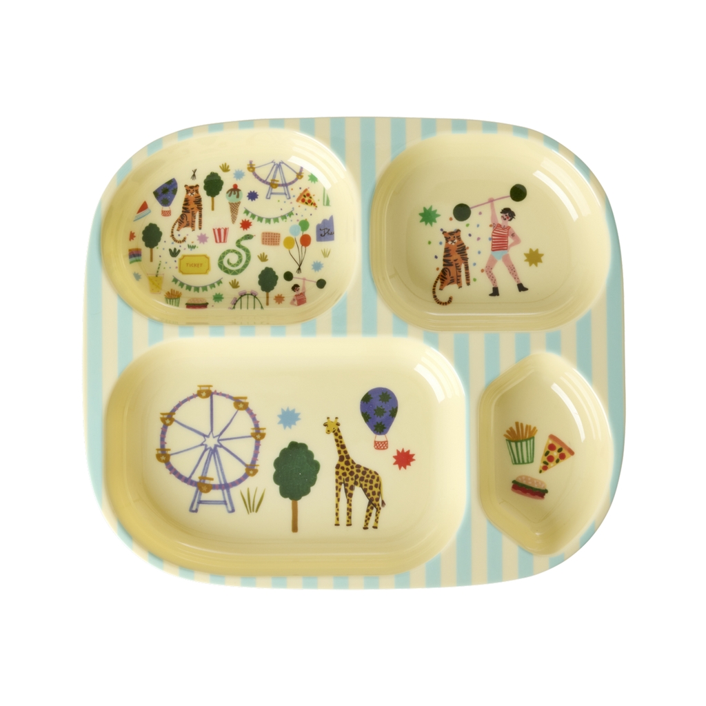 RICE - Teller aus Melamin Fun Fair Print Mint unterteilt